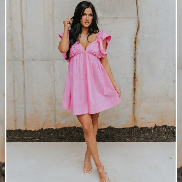 Heartbreaker Dresses & Skirts - NWOT Heartbreaker Pink Ruffle Dress with Tie Back  size Small